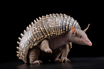 Armadillo isolated on a black backgroubnd