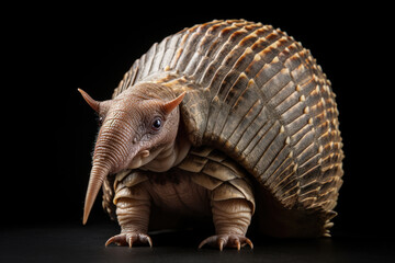 Armadillo isolated on a black backgroubnd