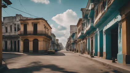 Streets of Havana Cuba - Created with Generative AI Technology - obrazy, fototapety, plakaty
