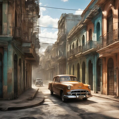Streets of Havana Cuba - Created with Generative AI Technology