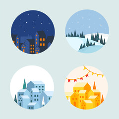 Set of Christmas and New Year elements. Ideal for greeting card party invitation poster sticker set. Hand drawn style