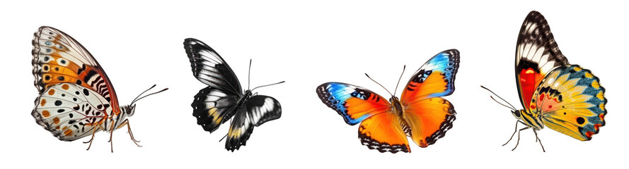 Fototapeta na wymiar Beatiful and colorful butterflies isolated on transparent background generative ai