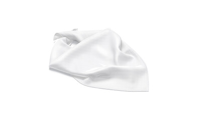 Blank white folded twill silk scarf mockup, side view