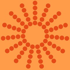 Abstract orange sun design with dots