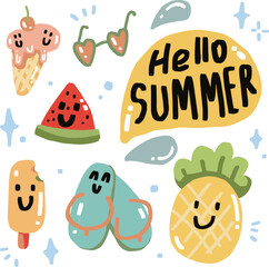 set of summer design for templates