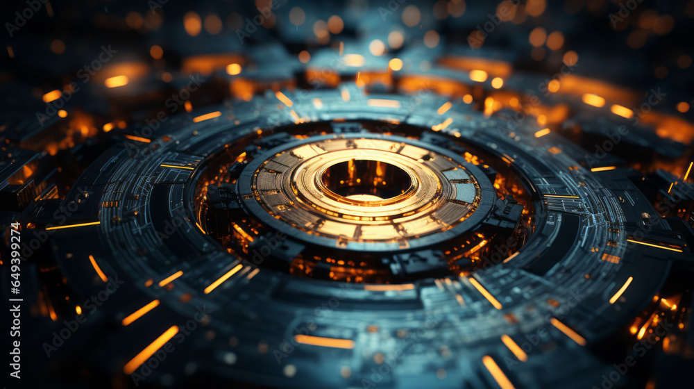 Poster closeup hardware background of motherboard. circuit cpu microchip digital processor. concept of tech