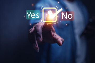 online checklist survey Mark the checklist and fill out the online form. Question answering concept. Assessment. Online survey.