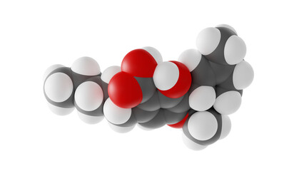 tetrahydrocannabinolic acid molecule, thca molecular structure, isolated 3d model van der Waals