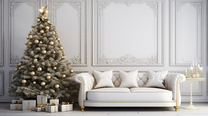 Exclusive luxury christmas interior, stunning atmosphere, wonderful christmas tree with beautiful...