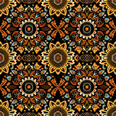 Ethnic floral seamless pattern. Mandala. Abstract ornamental pattern