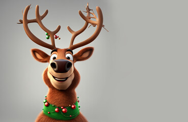 Christmas background of adorable reindeer - obrazy, fototapety, plakaty