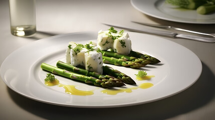 Delicious salad with asparagus and goat cheese.