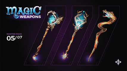 A Collection of Magical Weapons for Fantasy and Medieval Games -vector illustrations
