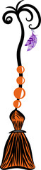 Halloween witch's broom for decoration on transparent background.