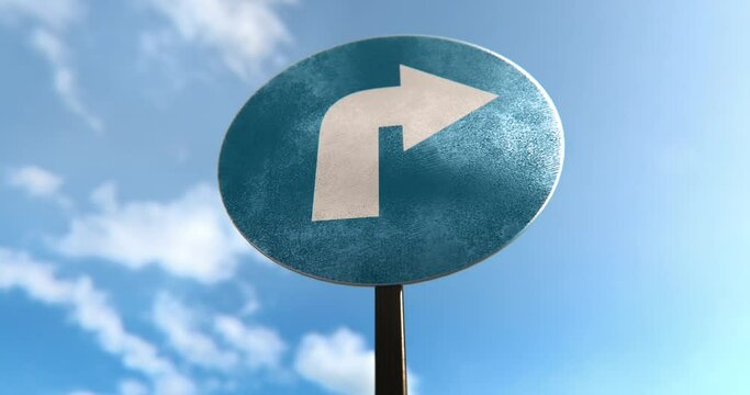 Turn Right Sign in a 3D animation