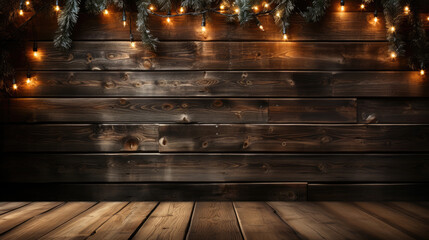 Christmas decoration on wooden background, flat lay. Space for text