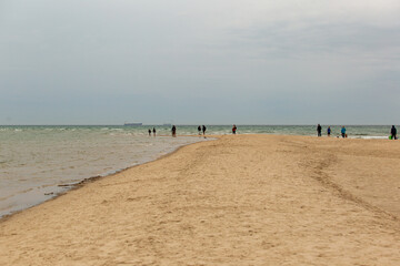 Fototapeta premium Grenen, Skagen, Ost- und Nordsee treffen aufeinander. Dänemark