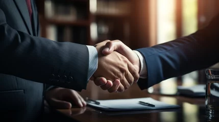 Foto op Plexiglas business people shaking hands in office © FR-Studio
