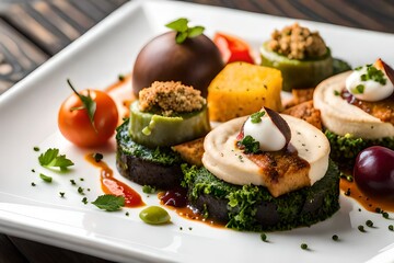 grilled salmon steak with vegetables Generated Ai