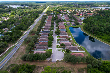Aerial view of a residencial condominium suburb in Tampa Florida