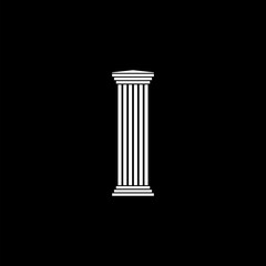 Ancient  architecture roman and Greek pedestal column set illustration  isolated on black background 