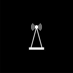 Antenna icon communication signal isolated on black background 