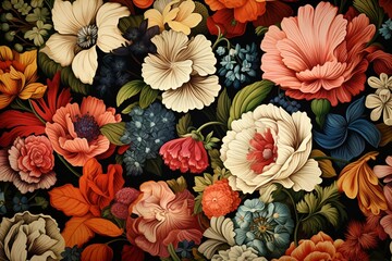 recurring floral design for background. Generative AI