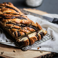 Marble Bread on rack on counter