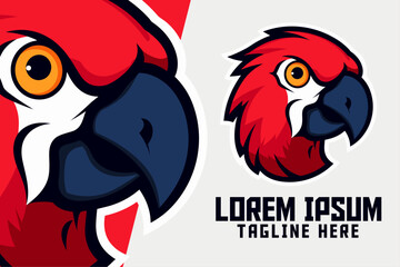 Red Bird icon badge emblem, Red parrot mascot logo, Sport and Esport, animal template  © Giu Studios