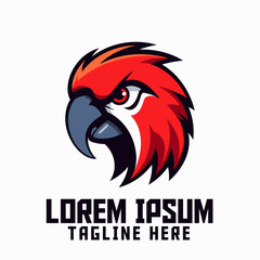 Animal template, Sport and Esport, Red parrot mascot logo, Red Bird icon badge emblem
