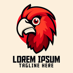 Sport and Esport, Red parrot mascot logo, animal template, Red Bird icon badge emblem
