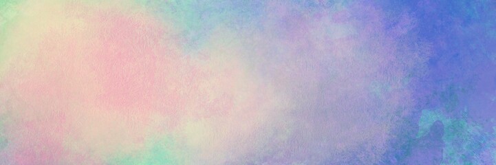 Abstract purple pink and blue green background with texture, gradient cloudy light pastel sunset colors with soft watercolor painted white misty fog