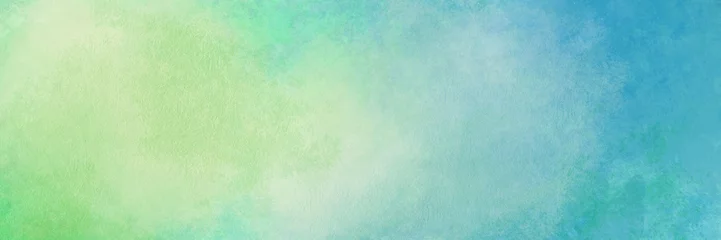 Abstract blue green background with texture, gradient cloudy light green to blue colors with soft sponged watercolor painted white misty fog © Arlenta Apostrophe