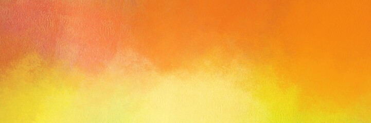 Abstract painted red orange and yellow background; abstract sunset sky in watercolor blotch border design; warm autumn or fall colors