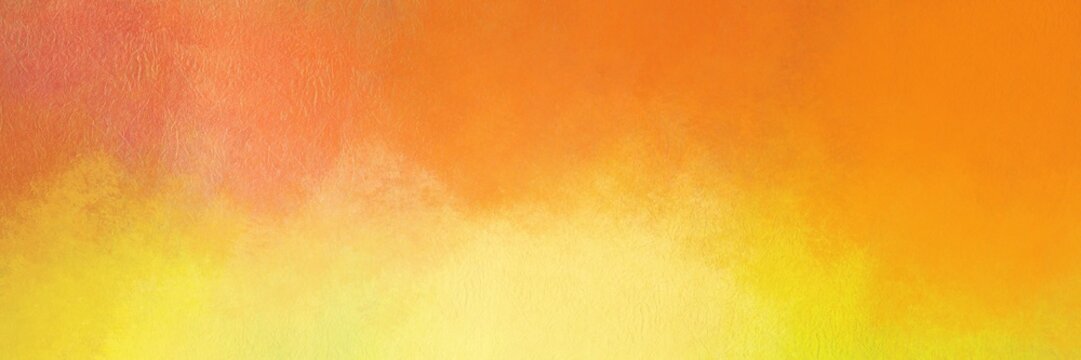 Abstract painted red orange and yellow background; abstract sunset sky in watercolor blotch border design; warm autumn or fall colors