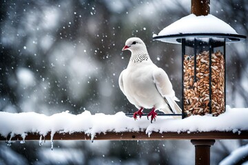 pigeon on snow