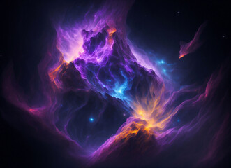 Nebula in deep space with stars , AI Generative illustration