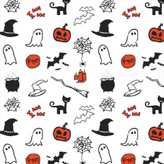 hand drawn flat halloween pattern
