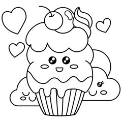 vector hand drawn coloring book illustration in kawaii style