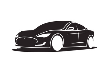 Sports car logo icon Motor vehicle dealership emblem Auto silhouette garage symbol Vector illustration
