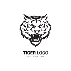 Tiger head Silhouette of a tiger head isolated Vector