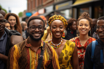 Residents participating in a cultural exchange event in the city. Generative Ai.