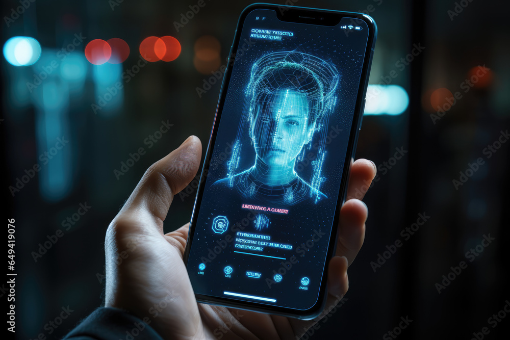 Poster a mobile payment system using biometric authentication like fingerprint or facial recognition for se