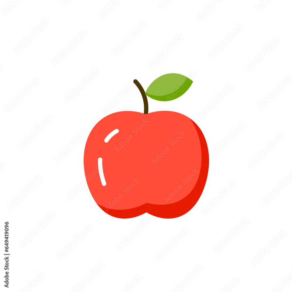 Wall mural apple vector flat nutrition healthy snack symbol. apple fruit isolated organic icon