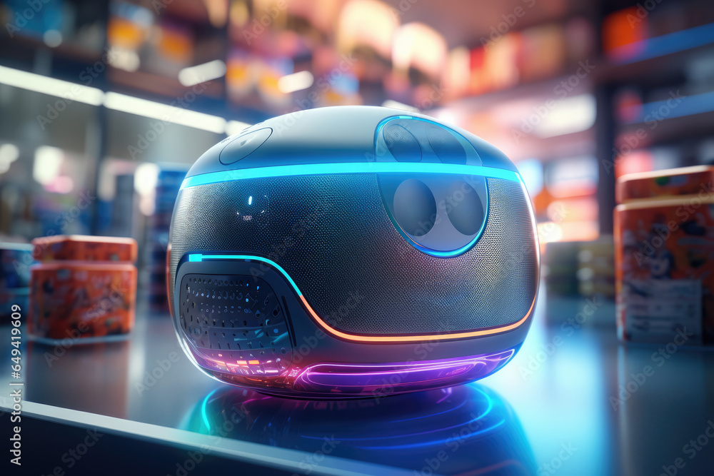 Poster a concept of voice-activated shopping using smart speakers, allowing users to add items to their car