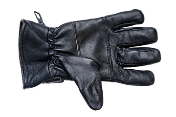 Leather Glove. Black Glove isolated on white background.