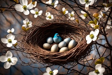 Fototapeta na wymiar eggs in a nest on a tree
