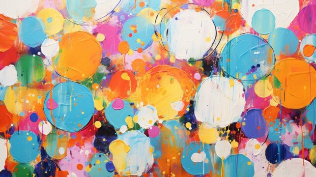 big abstract and rough colorful dots, oil paint, circles, art painting, texture, pattern wallpaper, palette knife paint on canvas