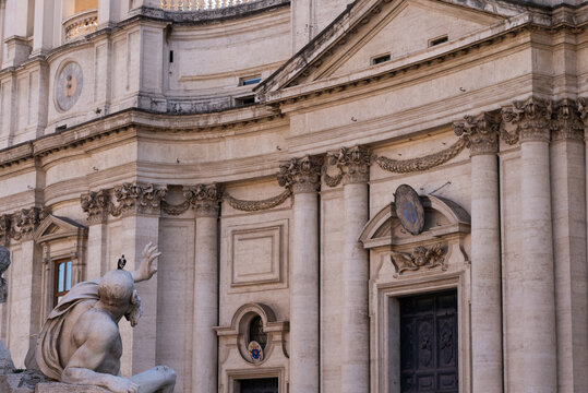 Bernini's Fountain of the Four Rivers and Sant'Agnese in Agone Facade, Piazza Navona, Rome