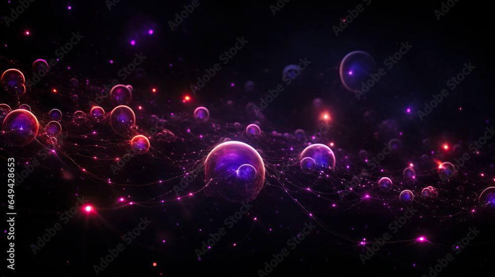Canvas Prints abstract background with purple moving flying stripes, lines, waves of digital hi-tech smoke particl